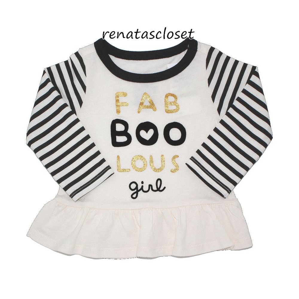 First Impressions Baby Girls' "Faboolous Girl" Printed Halloween Peplum Tee 0-3m